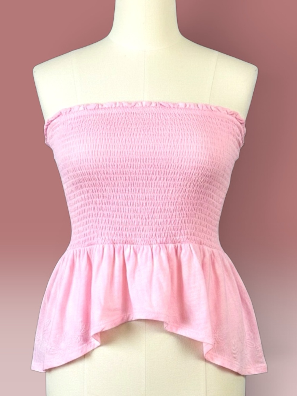 torrid Light Pink Strapless Smocked Peplum Camisole